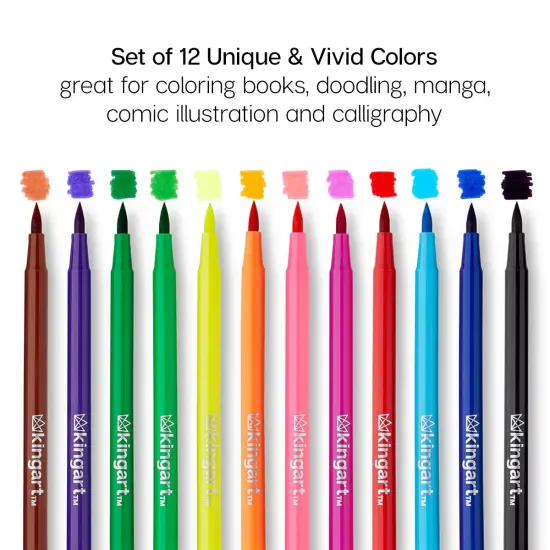 KINGART&reg; Watercolor Brush Markers 12 Colors {2}