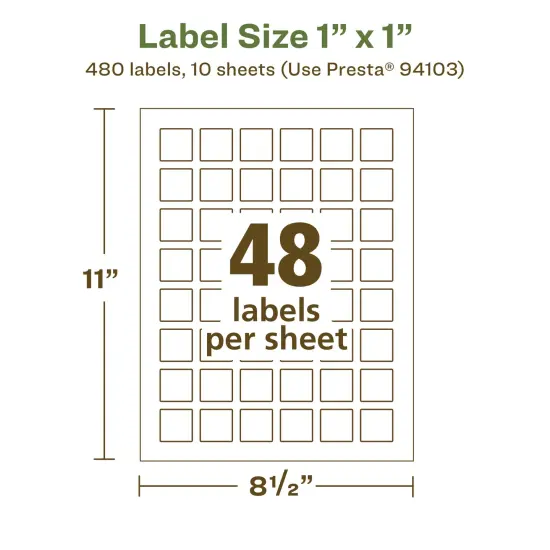 Avery Recycled Matte White Labels,1" x 1" Square {5}