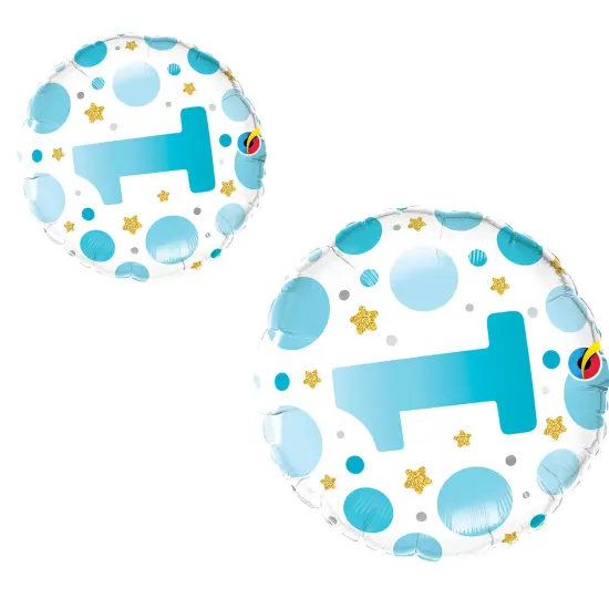 Age 1 Blue Dots 18 Inch Foil Mylar Balloon {4}