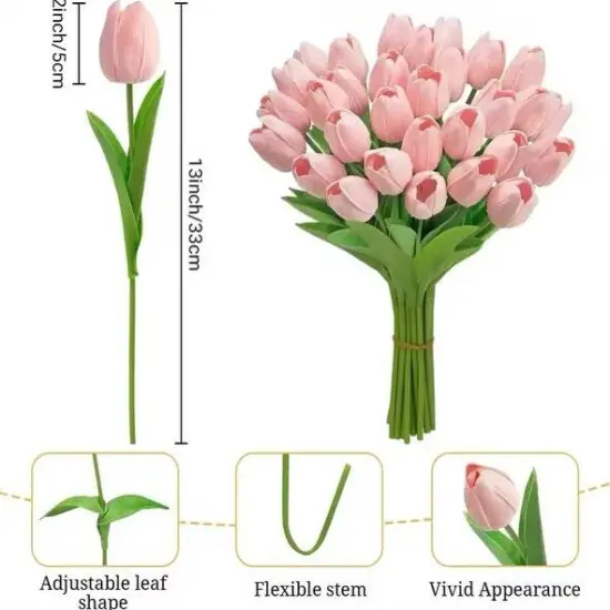 10pcs Artificial Pink Tulips Real Touch Spring Flowers Easter Home Decor Wedding Party Decoration {6}