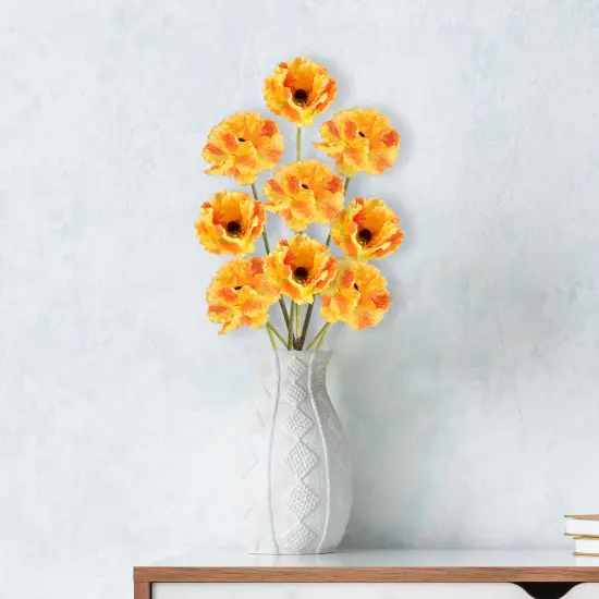 Northlight 34" Orange Poppy Long Stem Flower Artificial Spring Floral Pick {1}