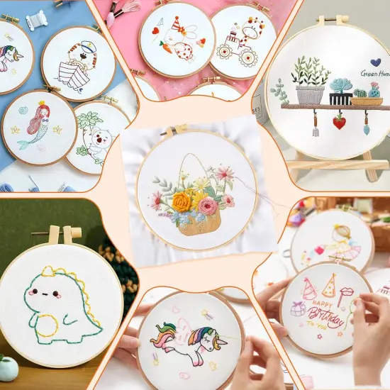 10 PCS Embroidery Fabric, Pre-Cut White Natural Cotton Embroidery Cloth Fabric {5}