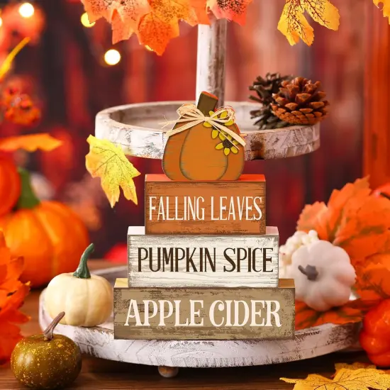 4 Pcs Fall Thanksgiving Tabletop Sign Decor {3}