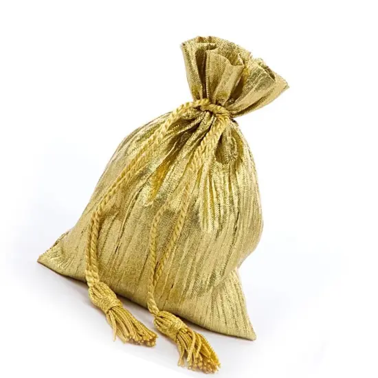 Sparkling Crinkled Metallic Fabric Bags 3 1/2''x5" for Elegant Gifts {4}