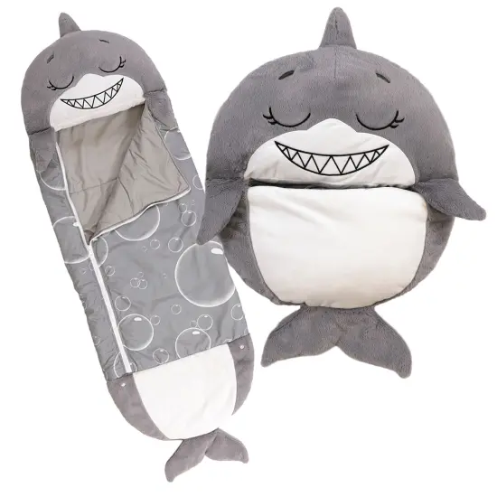 Happy Nappers: Pillow & Sleepy Sack: Medium - Grey Shark - 54 x 20", 2-In-1: Plush Animal Opens Into Sleeping Bag, Soft Play & Nap Character, Kids 3+ {3}