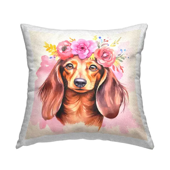 Boho Wiener Dog Dachshund Outdoor Printed Pillow Design by Andrea Haase, 18 x 7 x 18 {1}