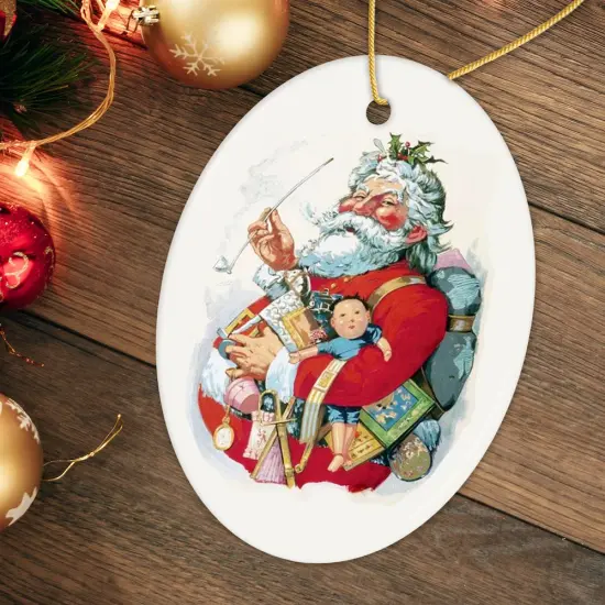 Merry Old Santa Claus Vintage Thomas Nast Legendary 1880s Art Christmas Ornament {2}