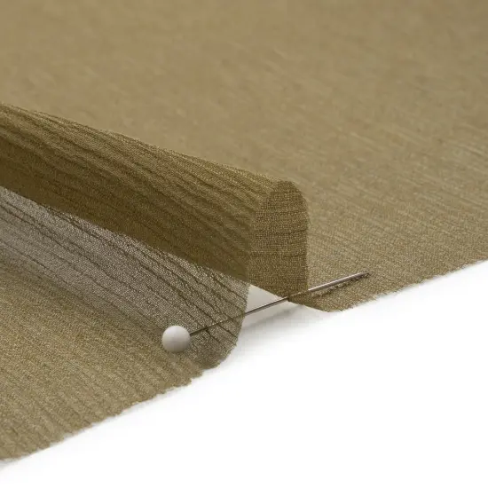 1 Yard Olive Green Crinkled Silk Chiffon Sheer Fabric Perfect for Bridal Designer Dresses, 43 Inches Wide {2}