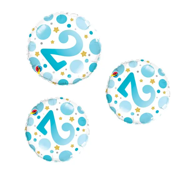 Age 2 Blue Dots 18 Inch Foil Mylar Balloon {3}