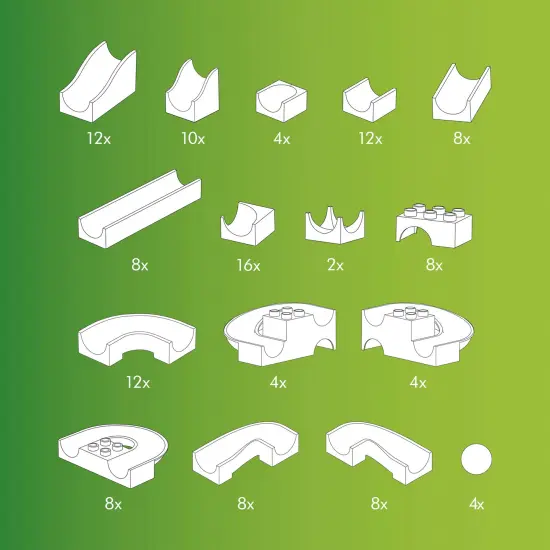 Hubelino 128 Piece Marble Run Toy - Compatible with Building Blocks - STEM Toy for Kids Ages 4+, Made in Germany, 124 Run Elements & 4 Marbles Multicolor {6}
