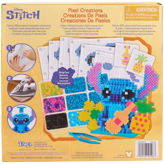 Tara Toy: 3D Pixel Creations - Disney Stitch - 2500 Beads Kit, DIY Your Own 3D Character Figure, Design-Fuse-Display, Building Art-Craft Set, Licensed {3}