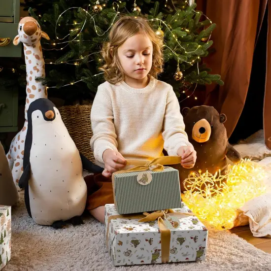 12 Sheets Vintage Animal Wrapping Paper Woodland Baby Shower Giftwrap with 20 Tags 4 Designs Fox Squirrel Forest {2}