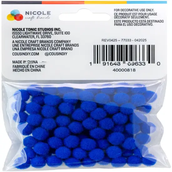 CousinDIY Pom-Poms 10mm 100/Pkg-Royal Blue {4}