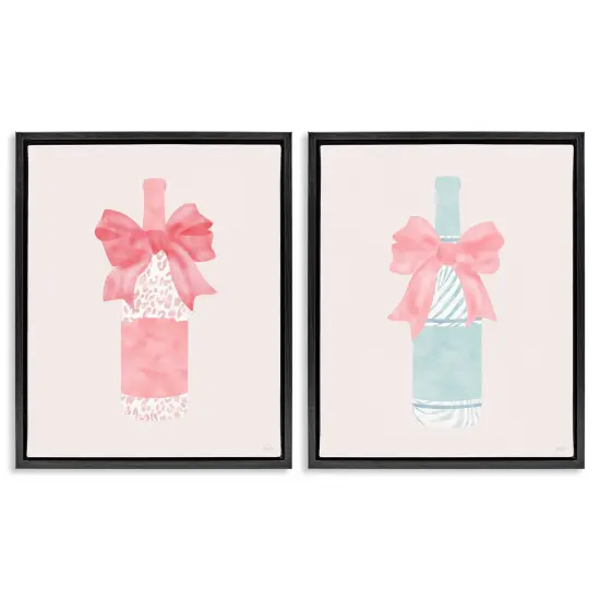 Stupell Industries Animal Patterned Champagne Bottles 2pc Floating Frame Set By Natalie Carpentieri {1}