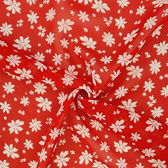 1 Yard Red or Ivory Hi Multi Chiffon Sheer Lightweight Apparel Fabric, 58/60" Wide {1}