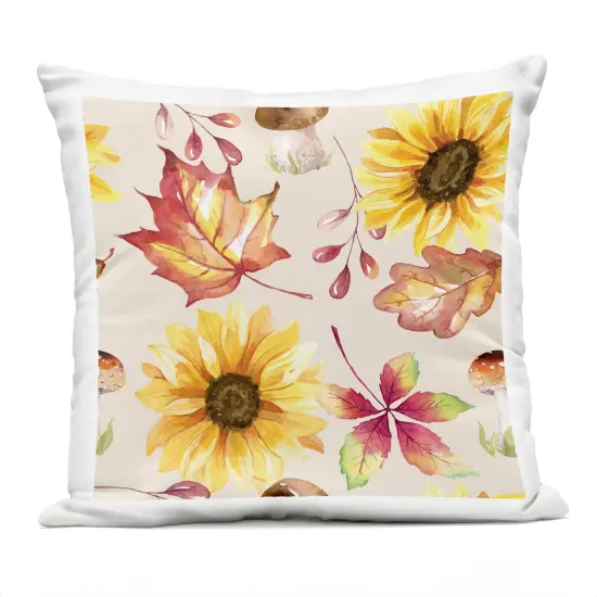 Stupell Industries Fall Mushroom Sunflowers Pattern Outdoor Pillow, 18 x 7 x 18 {1}