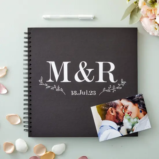 12x12 Hardcover Scrapbook - Blank Wedding Guest Book, DIY Photo Album, Black Spiral Bound Cardboard Cover Sketchbook for Kids Craft, Diary Journal - Square - 40 Sheets {2}