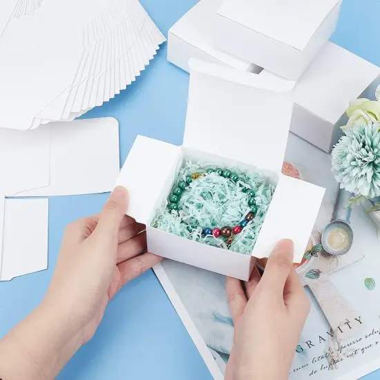 30pcs White Gift Box Small Paper Box 3.5x3.5x1.5 Inch Kraft Packing Cardboard Boxes Favor Treat Boxes Foldable Gift Jewelry Storage Case for Candy Soap Tea Light Wedding Mother's Day {3}