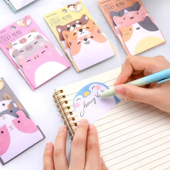 Cute Sticky Notes, 6 Pack 270 Sheets Kawaii Cartoon Animal Sticky Notes, Mini Cartoon Notes Animals Shape Markers Flags Self-Stick Memo Pads for School Home Office, JT-BG072-06 {4}