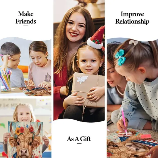 4th of July Diamond Painting Kits for Adults- 5D Diamond Art Kits Highland Cow,DIY Full Drill Independence Day Diamond Gem Art with Painting Kits for Home Wall Decor(14x14inch) {5}