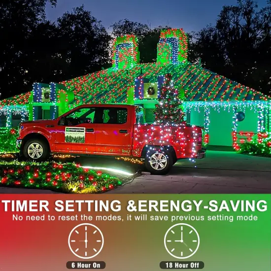 120 LED Christmas Lights Outdoor Waterproof, Red and Green String Lights for Bedroom Clear Wire, Connectablle 8 Modes Plug in Fairy String Lights for Tree Christmas Halloween Decorations {2}