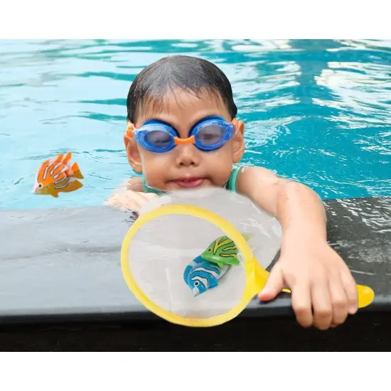 BLUE PANDA Pool Dive & Catch Fish Set - 13-Piece Plastic Fish & Net - Swimming Pool Fun & Fishing Activity for Kids Ages 3-14 {3}