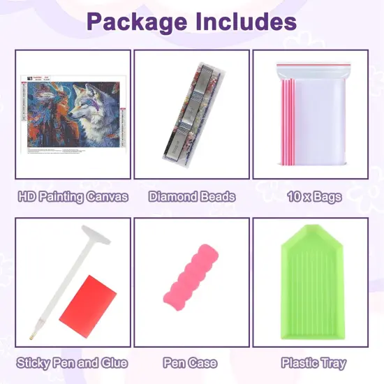 Wolf Diamond Painting Kits for Adults, Indian Woman & Wolf Diamond Art Kits for Adults Beginner, DIY Diamond Dots Paint by Diamonds Art and Crafts for Hobbies, Gifts, Home Art Decor 12x16 inch {5}