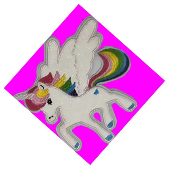 Unicorn Patch 6" x 6" Iron-On Embroidery with Glitter {4}