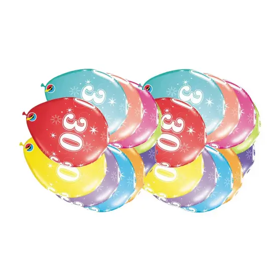 30 A Round Latex Balloons 11" 6 Pack 30th Birthday Anniversary Party Balloons {2}