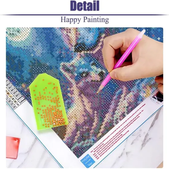 5D Wolf Diamond Painting Kits for Adults Beginners, Moonlight Diamond Art Kits, Full Drill Crystal DIY Round Night Moon Wolf Family Paint with Diamonds Gem Art Home Wall Decor 12&times;12 Inch {5}