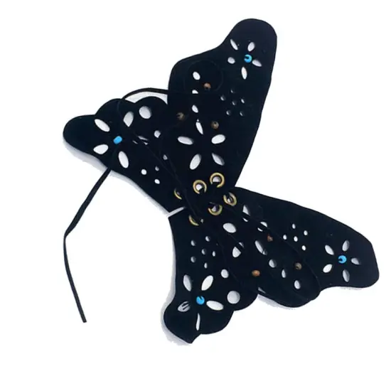 Black Butterfly Faux Suede Sew on Patch 5"x6" {2}