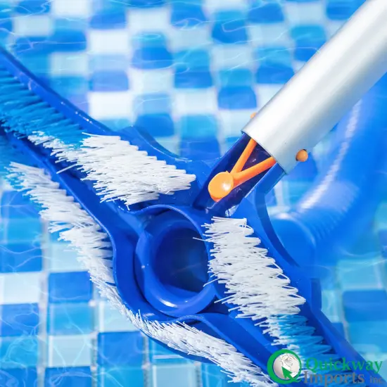 Quickway Imports 20" Vacuum Head Swivel Hose Connection Durable Nylon Bristles Heavy-Duty Brush for Inground & Above-Ground Pool Compatible with 1-1/4 to 1-1/2" Pipe EZ Clip Handle for Easy Attachment {5}
