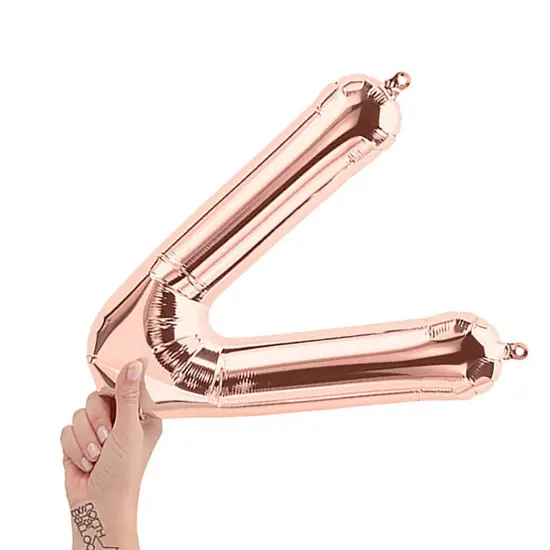 NorthStar Balloons&reg; 16 Inch Letter V Rose Gold Air Fill Only {2}