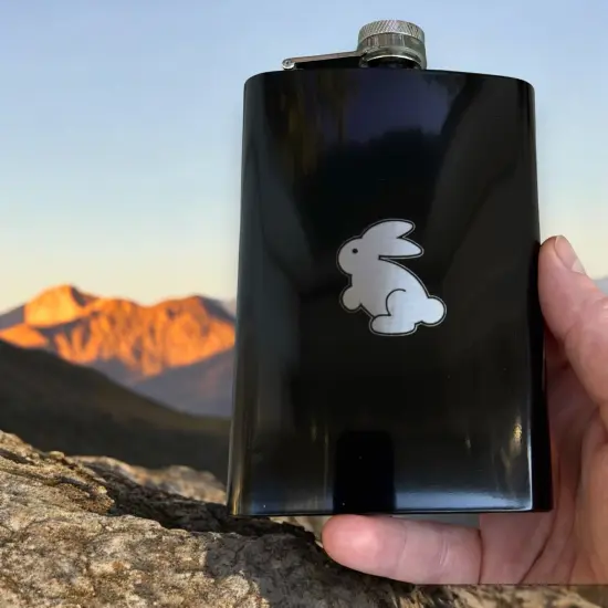 8oz BLACK Follow the White Rabbit Flask {2}