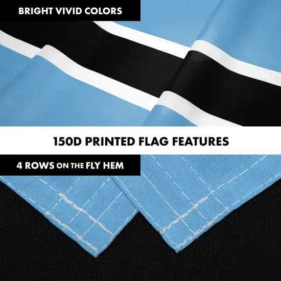 G128 Combo Pack: 6 Ft Tangle Free Aluminum Spinning Flagpole (White) & Botswana Batswana Flag 3x5 Ft, LiteWeave Pro Series Printed 150D Polyester | Pole with Flag Included {5}