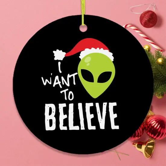 I Want to Believe Alien Santa Christmas Ornament {3}