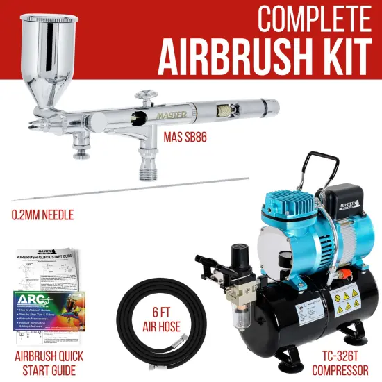High Precision Detail Control Dual-Action Side Feed Airbrush Set with Cool Runner II Dual Fan Air Tank Compressor Kit, 0.2mm Tip, 1/2oz Gravity Cup {2}