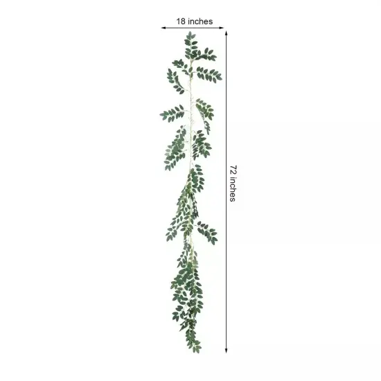 24 ft long Light Green 4 Garlands Honey Locust Artificial Foliage Botanical {3}