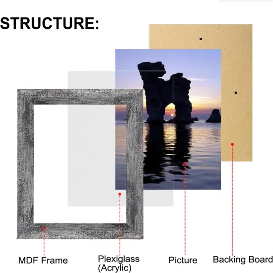 Picture Frames set with Two 11x14, Four 8x10, Four 5x7 Gallery Wall Frame Set,Collage Picture Frame,10Pack Farmhouse wood Photo Frames for living room Wall Gallery Decor or Desk,Rustic Black {2}