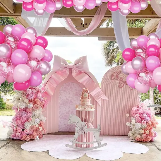 Pink Balloons Set, 63Pcs Hot pink Latex Balloons {2}