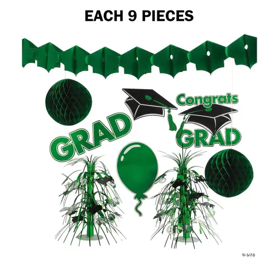 Graduation Party Decorating Kit - 9 Pc Green {1}