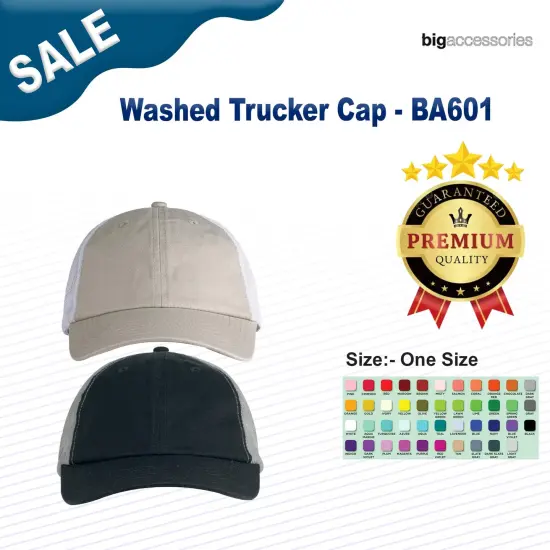 Big Accessories&reg; Washed Trucker Cap BLUE/ GRAY {2}