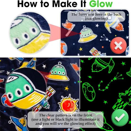 Glow in The Dark Galaxy Space Blanket Gifts for Boys Girls, Star Planet and Solar System Decor for Adult Kids {5}