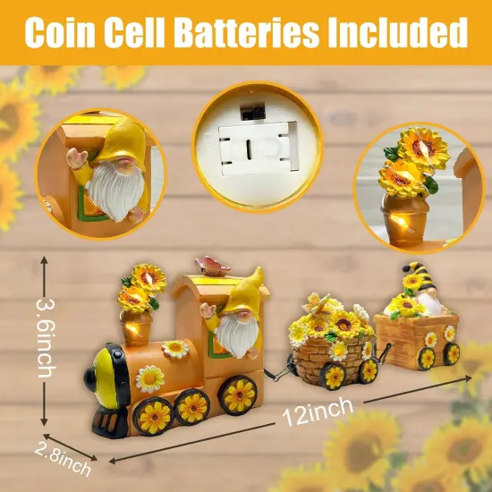 Sunflower Decor Train, LED Sunflower Decor for Tabletop, Sunflower Decorations Indoor for Home Outdoor Party, Gnomes Figurines Lighted Centerpieces Table {2}