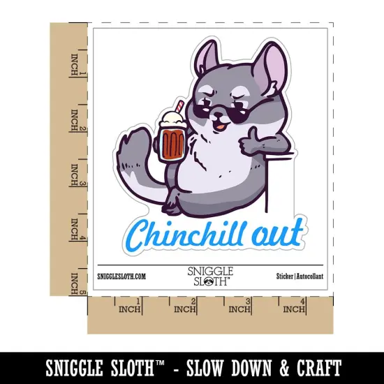 Water Bottle Sticker Set Cool Chinchilla Chill Out Cartoon Cute Waterproof Vinyl Stickers Pack Decal, Skateboard, Laptop, Car, Window, Bumper - 5 Pack {1}