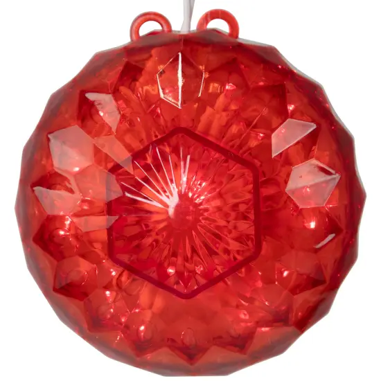 Northlight LED Lighted Crystal Sphere Outdoor Christmas Decoration - 5" - Red - 2' White Wire {7}