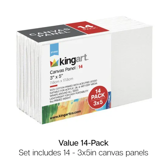 KINGART&reg; Canvas Panels 3" x 5", 14 pc {1}