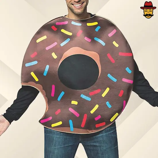Adult Doughnut with Bite Costume Funny Pastry Tunic Sprinkles Halloween Party Outfit {3}
