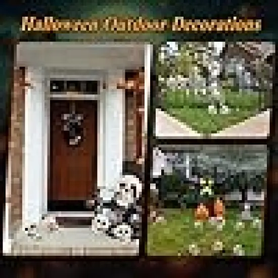 Skull Heads Halloween Decor Include Life Size Skeleton and Small Plastic Skulls {5}