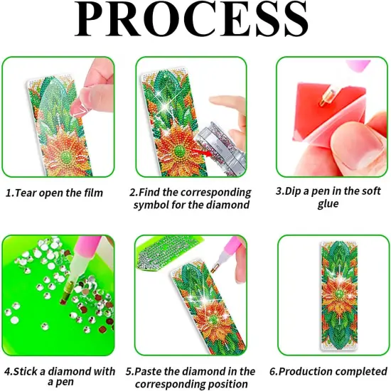 2 PCS Diamond Art Bookmarks Mandala, Acrylic Bookmarks with Tassel Kits {5}